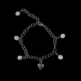 [ opal ] heart motif charm bracelet silver [ free size ]