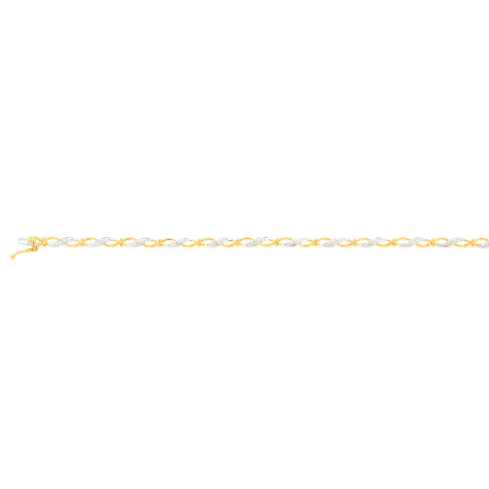 10 Brilliant Cut Diamond Bracelet in 9ct Yellow Gold