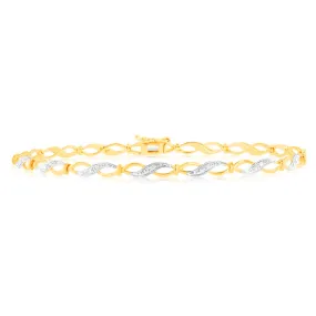 10 Brilliant Cut Diamond Bracelet in 9ct Yellow Gold