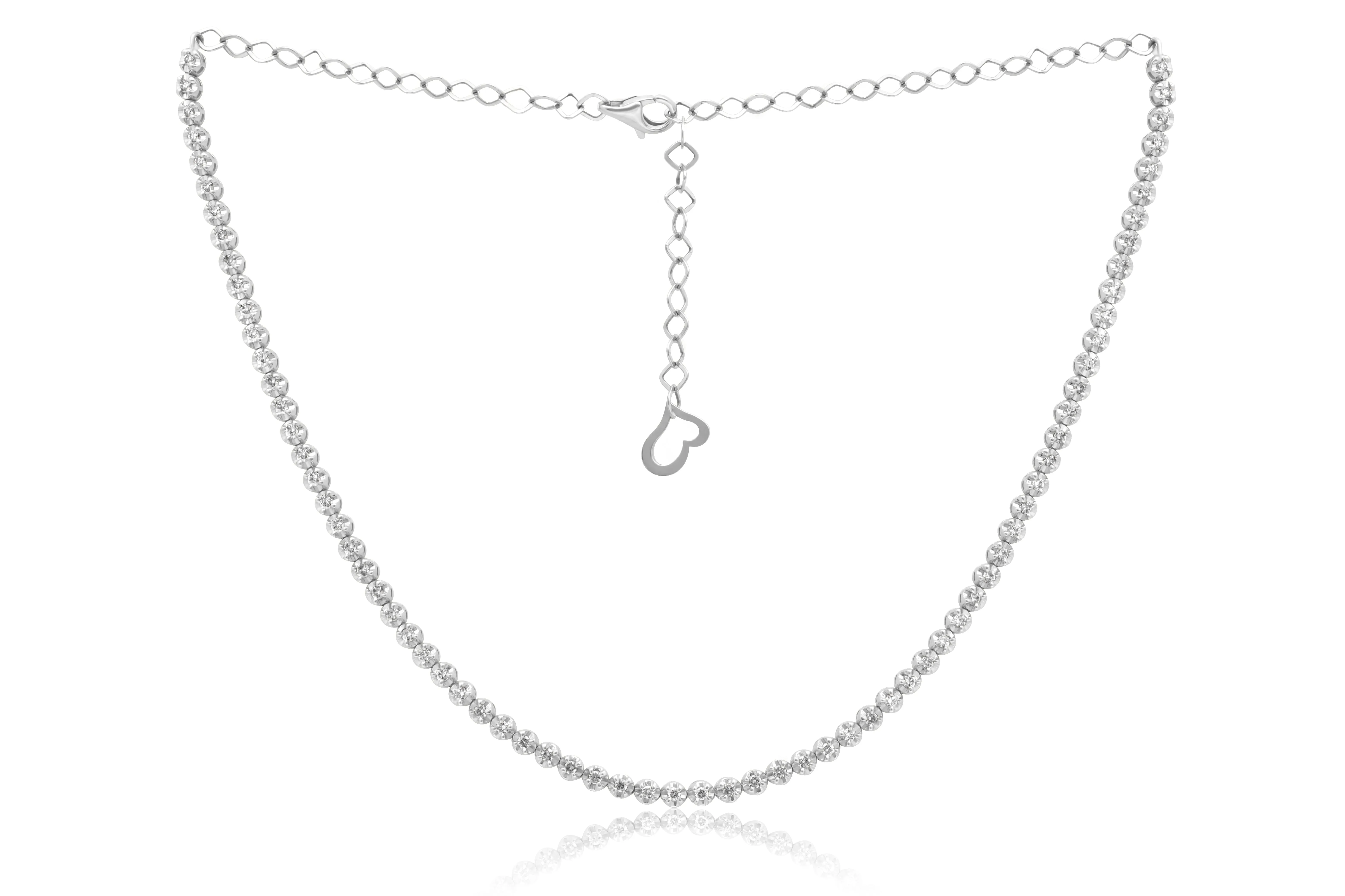 14 kt white gold, 12.5"  diamond choker necklace featuring 2.00 cts tw round diamonds