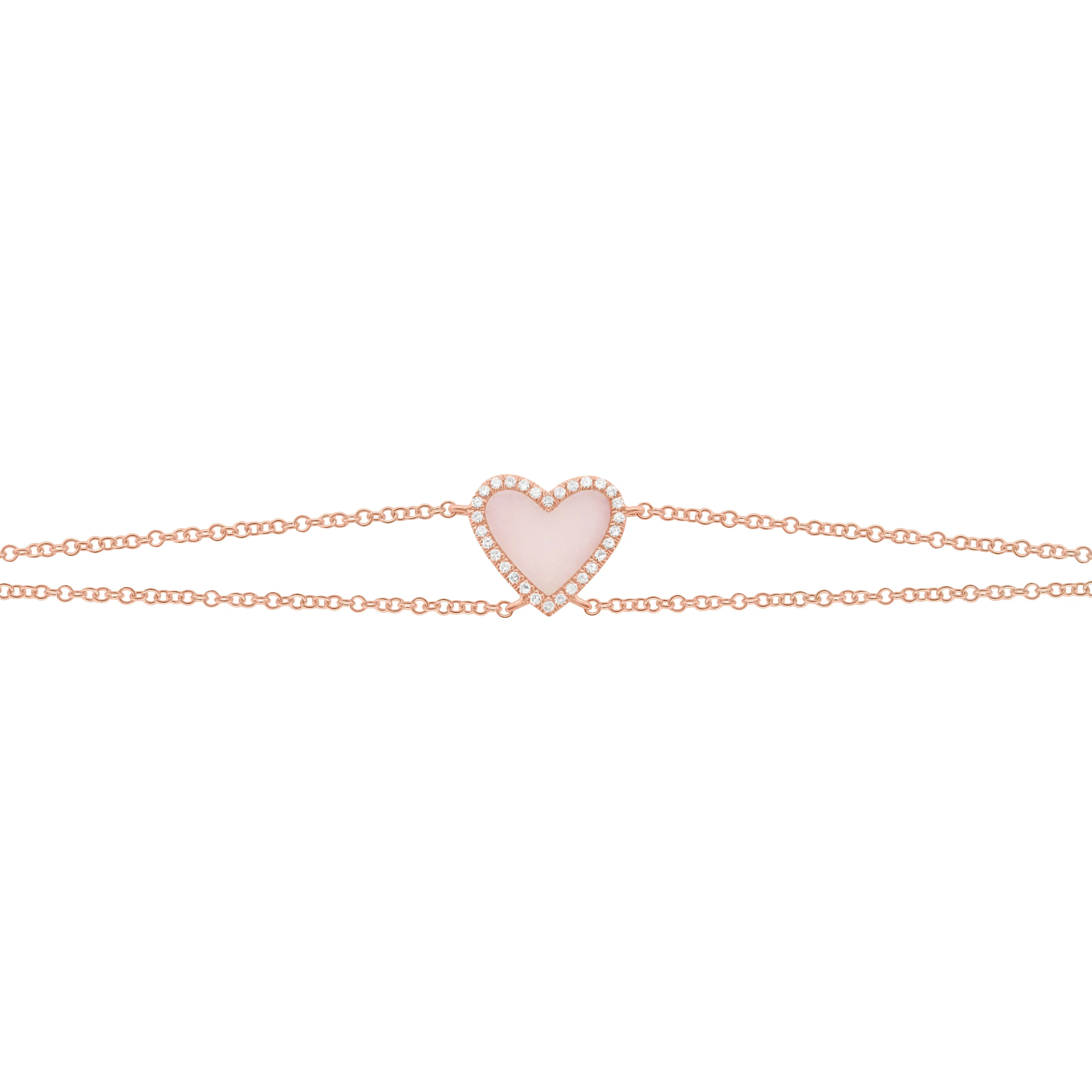 14K GOLD DIAMOND PINK OPAL DOUBLE STRAND HAILEY BRACELET