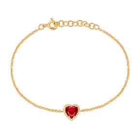 14K GOLD DIAMOND RUBY RINA HEART BRACELET