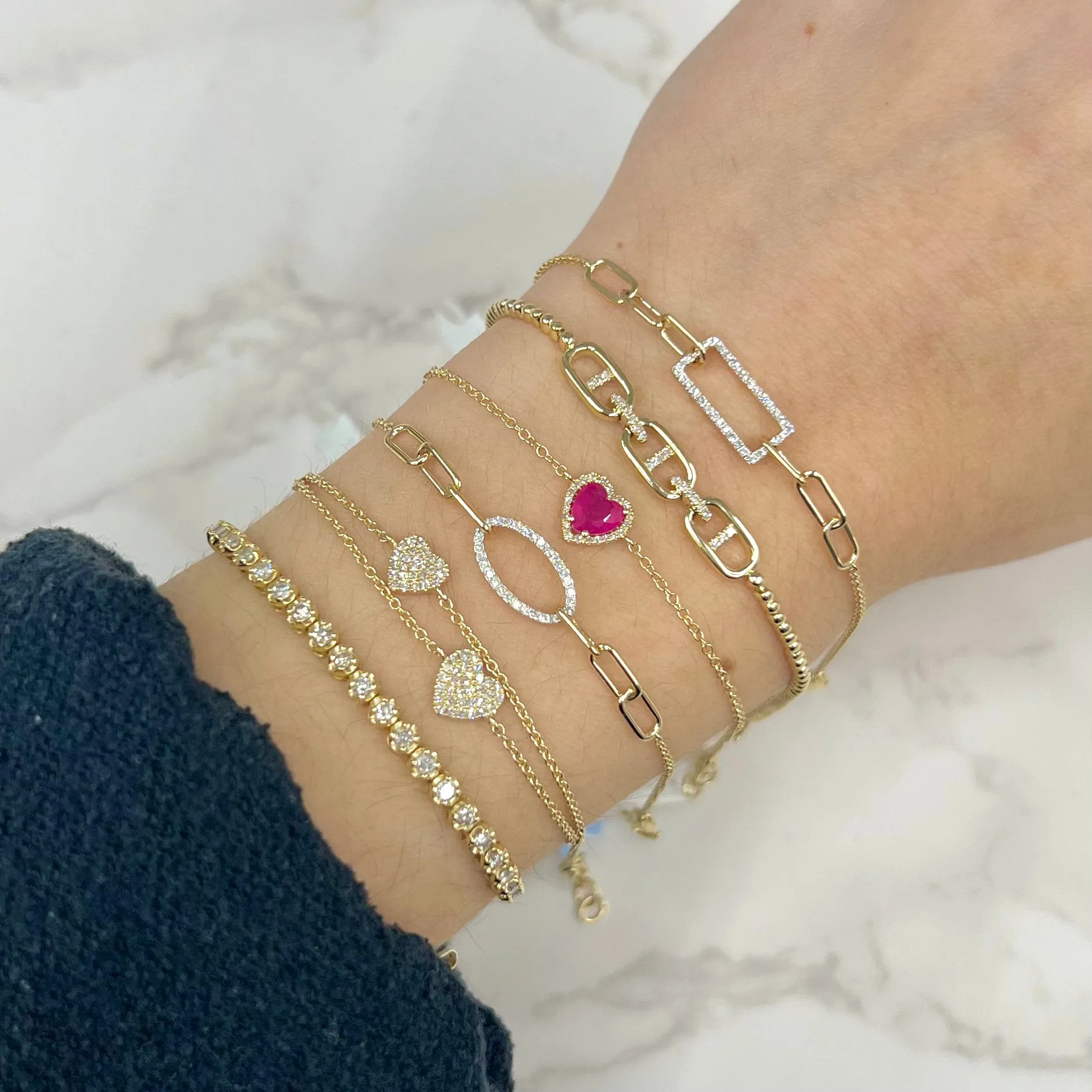 14K GOLD DIAMOND RUBY RINA HEART BRACELET