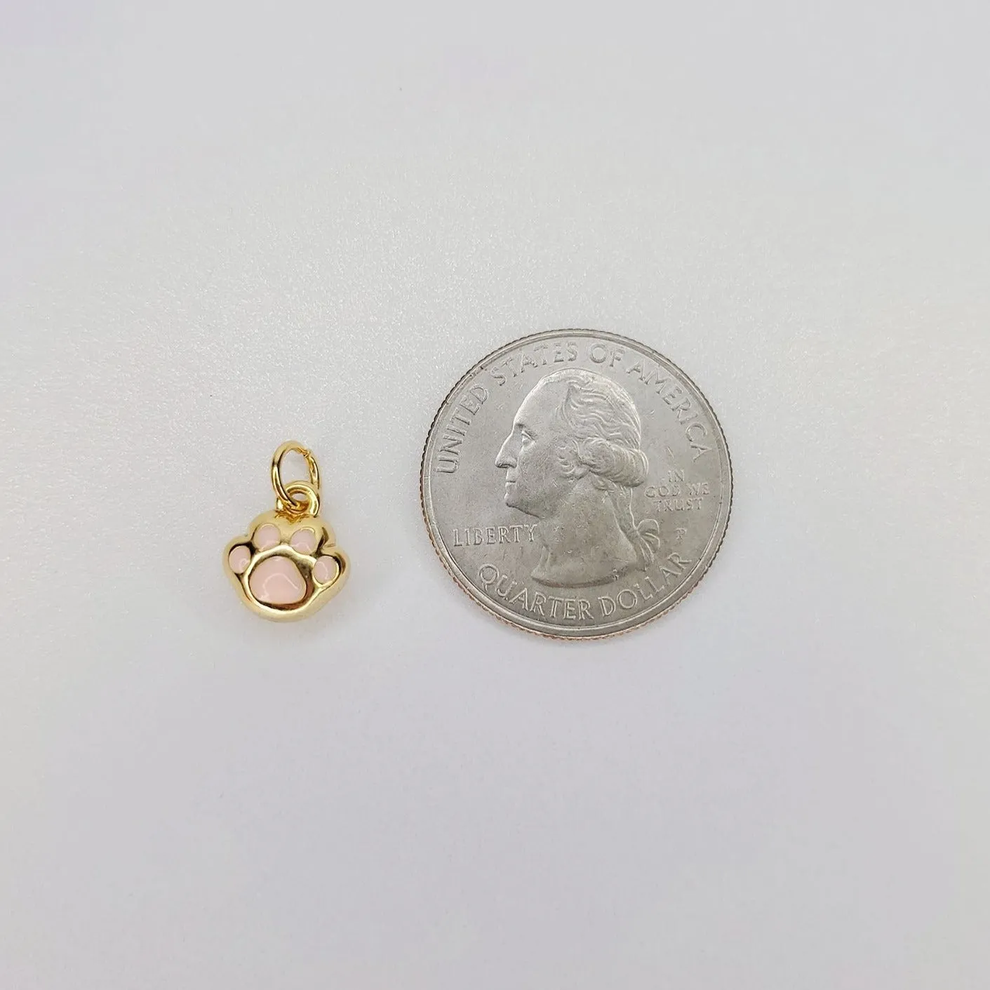 14K Gold Filled Enamel Puffed Animal Pet Paw Print Charm