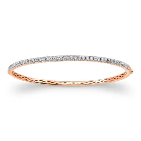 14K Rose Gold Diamond Bangle Bracelet, Straight Prong Set, 2.04 carat