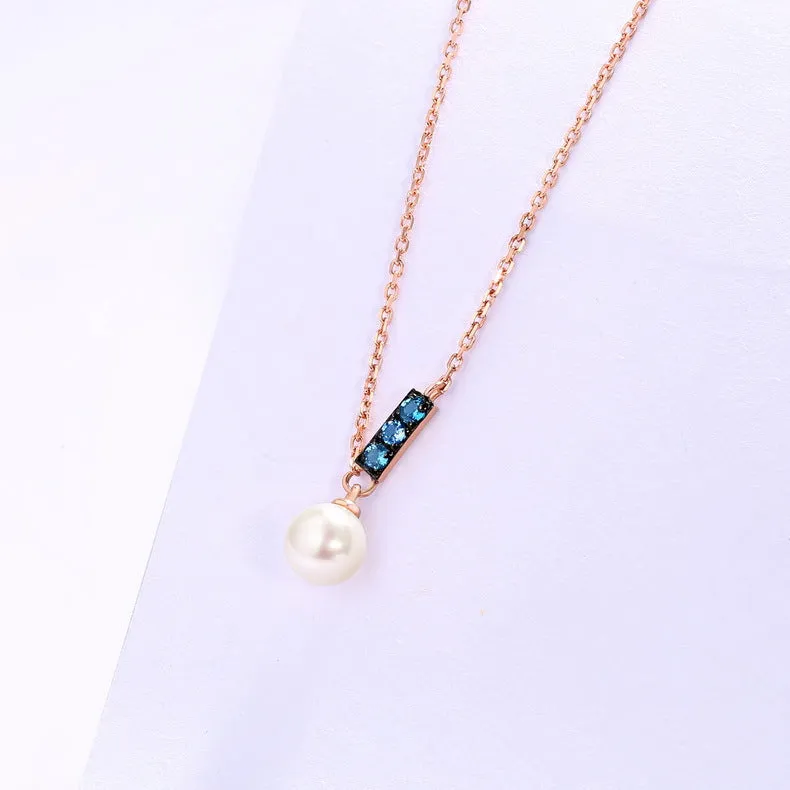 14K Rose Gold Jewelry New Korean Pearl Necklace Pendant all-match gold custom simple and elegant fashion wholesale