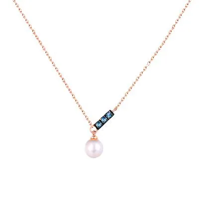 14K Rose Gold Jewelry  Pearl Necklace Pendant all-match gold custom simple and elegant