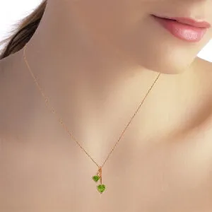 14K Solid Rose Gold Hearts Necklace w/ Natural Peridots