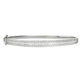 14K White Gold Diamond Bangle Bracelet