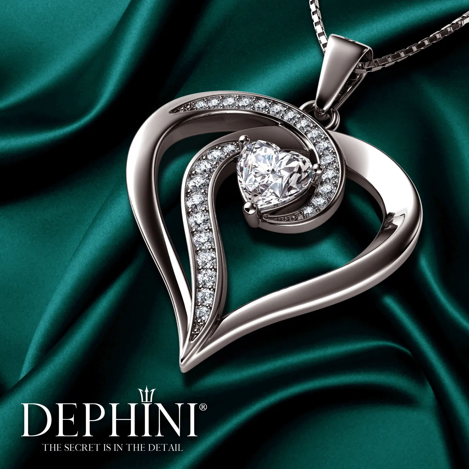 14k white gold Elegant necklace - Zirconia Crystals by DEPHINI