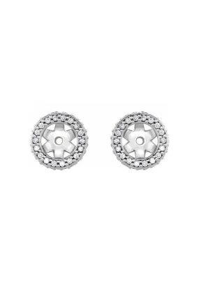 14K White Gold Halo Diamond Earring Jackets