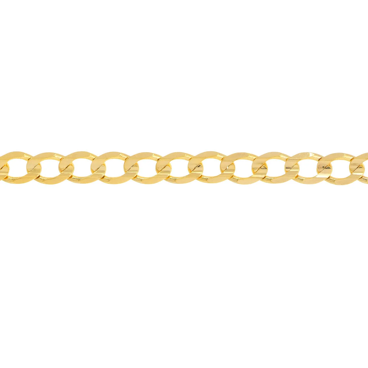 14k Yellow Gold 3.5mm Hollow Open Curb Chain Bracelet with Lobster Lock