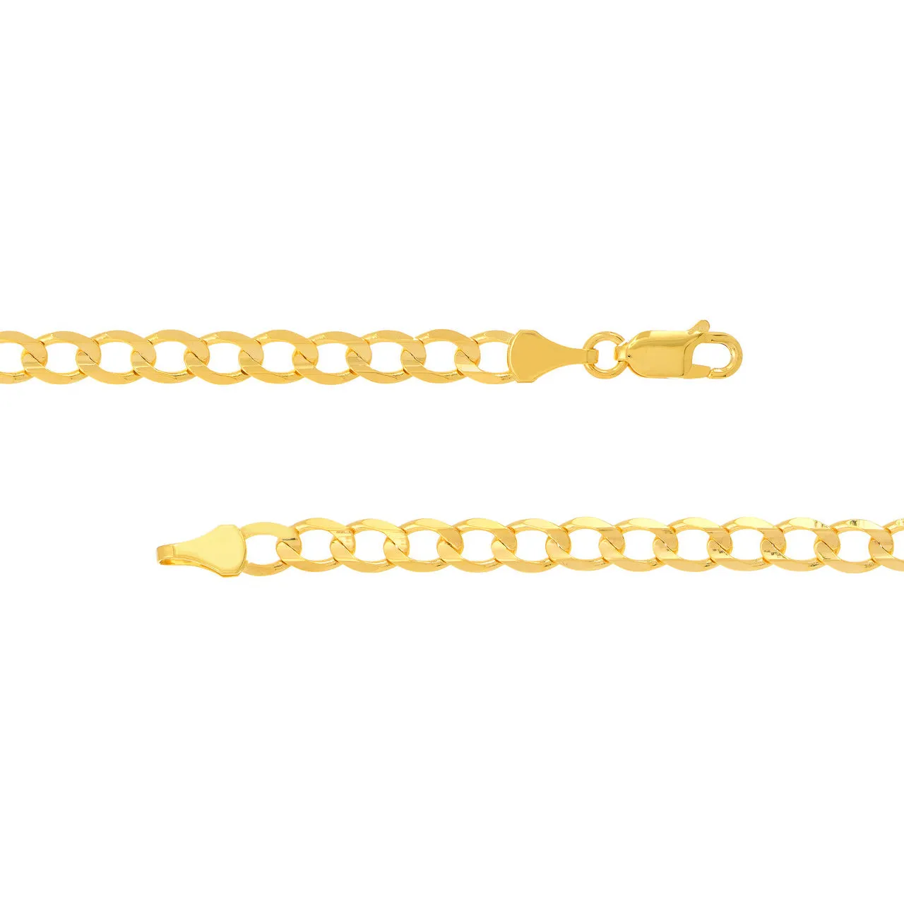 14k Yellow Gold 3.5mm Hollow Open Curb Chain Bracelet with Lobster Lock