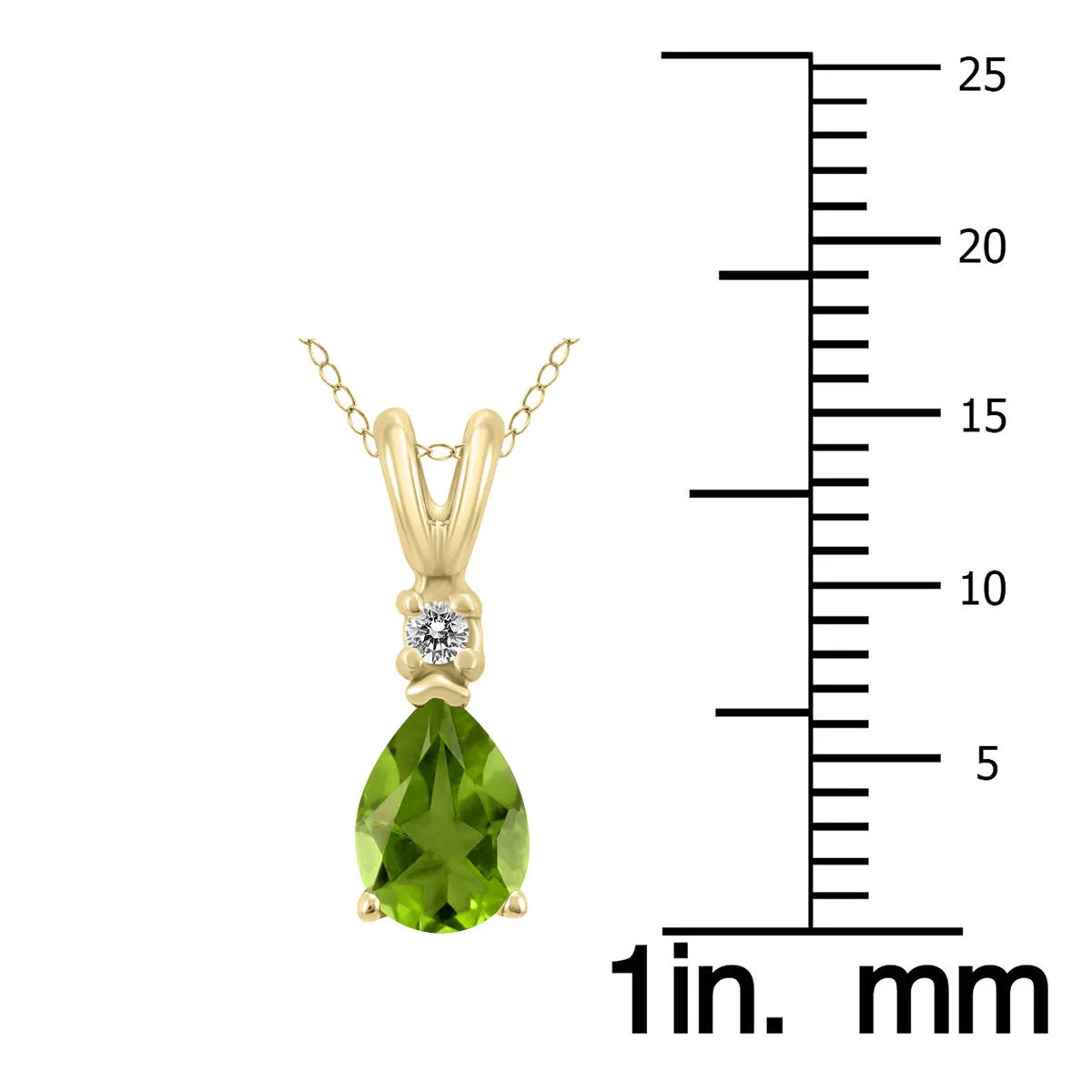 14K Yellow Gold 6X4Mm Pear Peridot And Diamond Pendant