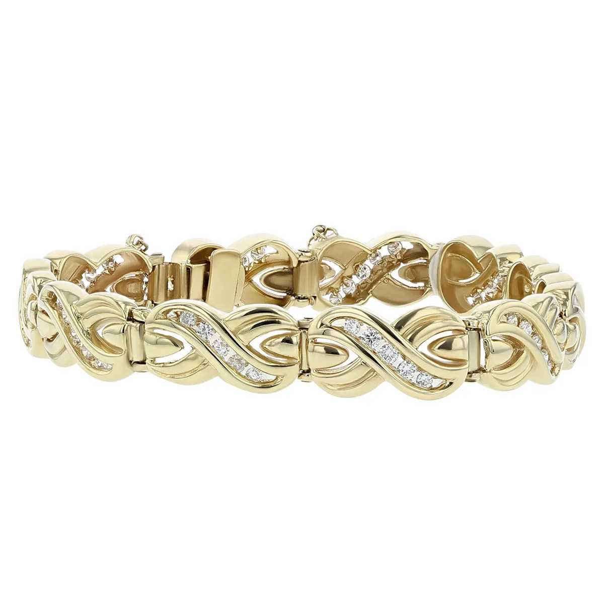 14K Yellow Gold Diamond X Section Bracelet