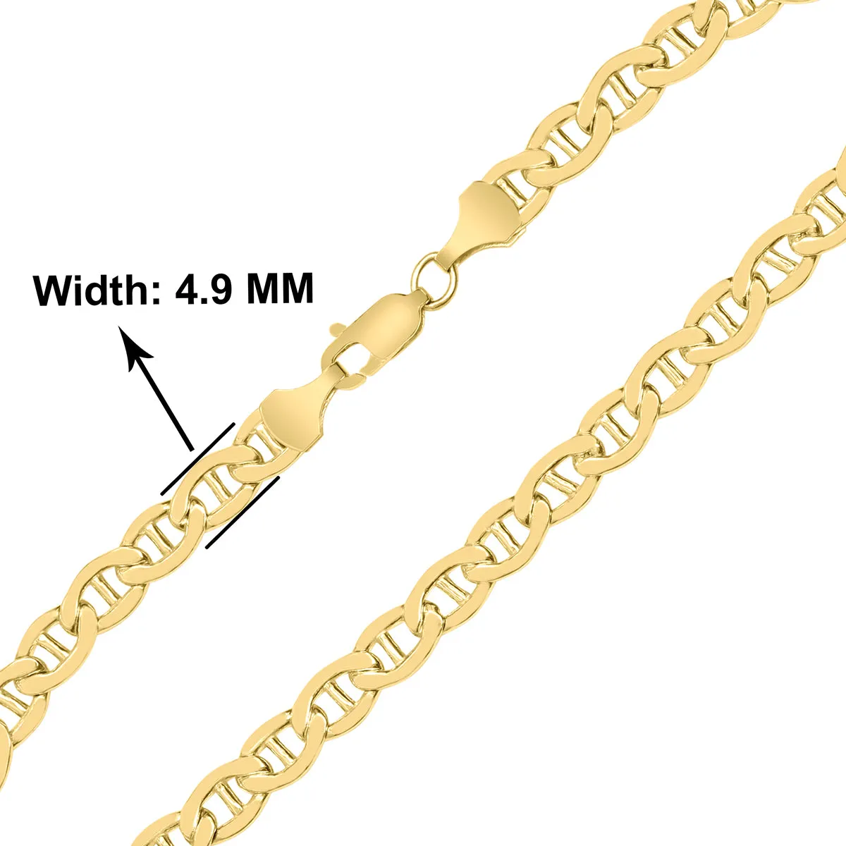 14K Yellow Gold Filled 4.9Mm Mariner Link Chain Bracelet With Lobster Clasp