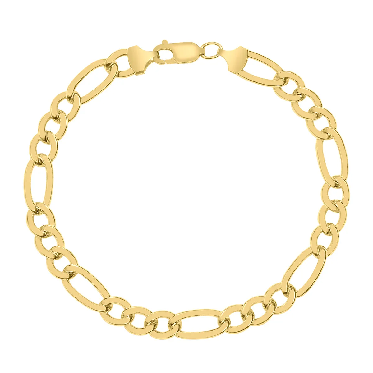 14K Yellow Gold Filled 7.8MM Figaro Bracelet with Lobster Clasp