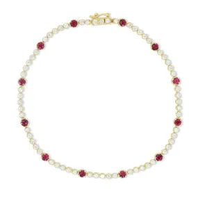 14K Yellow Gold,ruby Bracelet