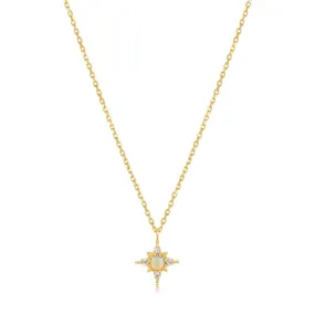 14kt Gold Opal and White Sapphire Star Necklace