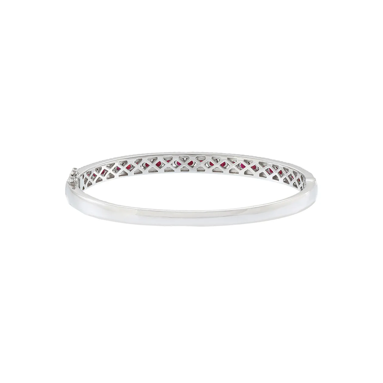 14KT White Gold Ruby And Diamond Bangle Bracelet