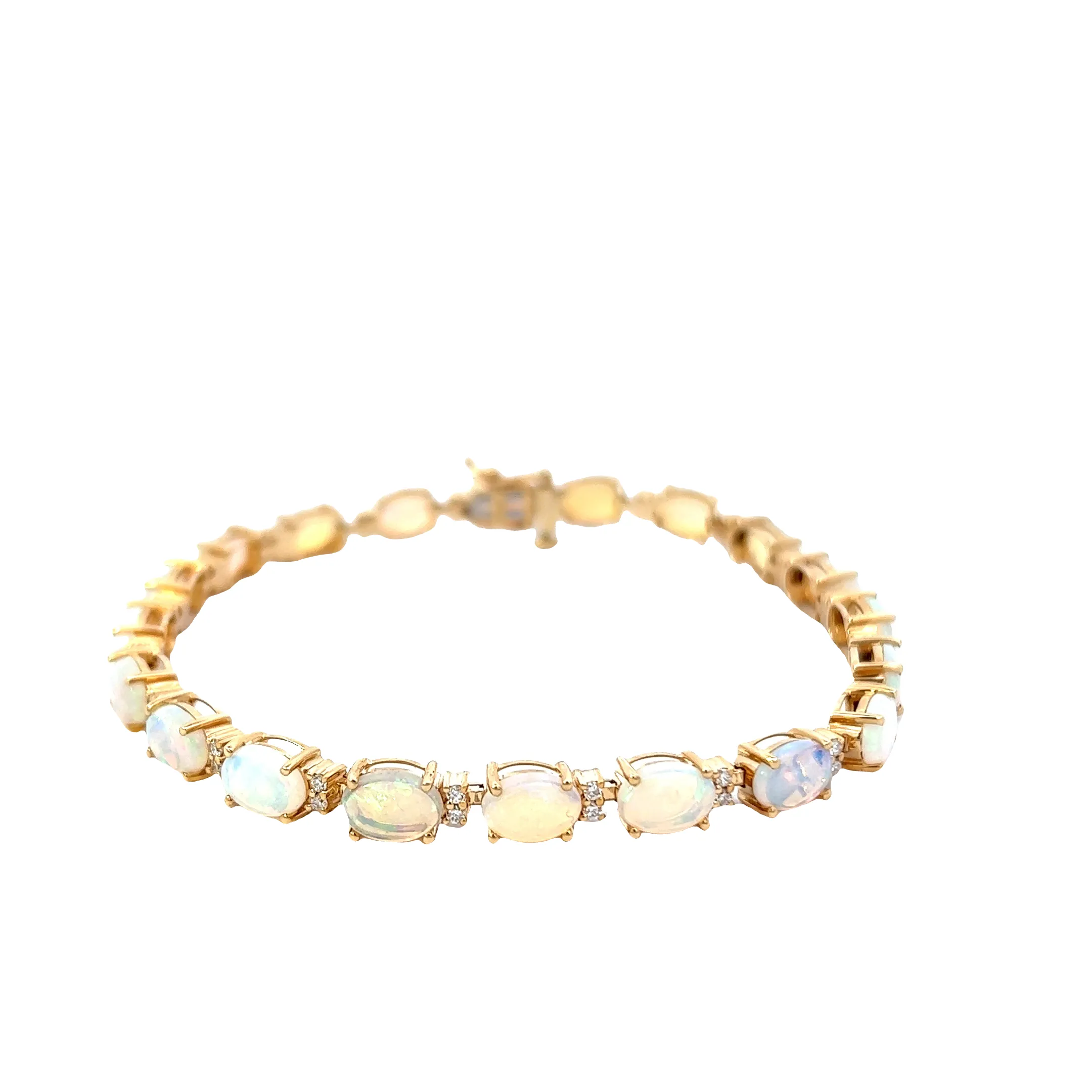 14KT Yellow Gold Opal And Diamond Bracelet