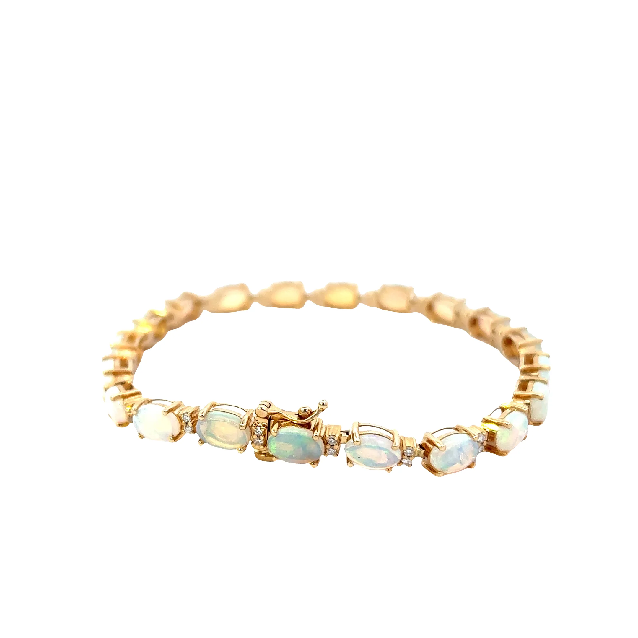 14KT Yellow Gold Opal And Diamond Bracelet