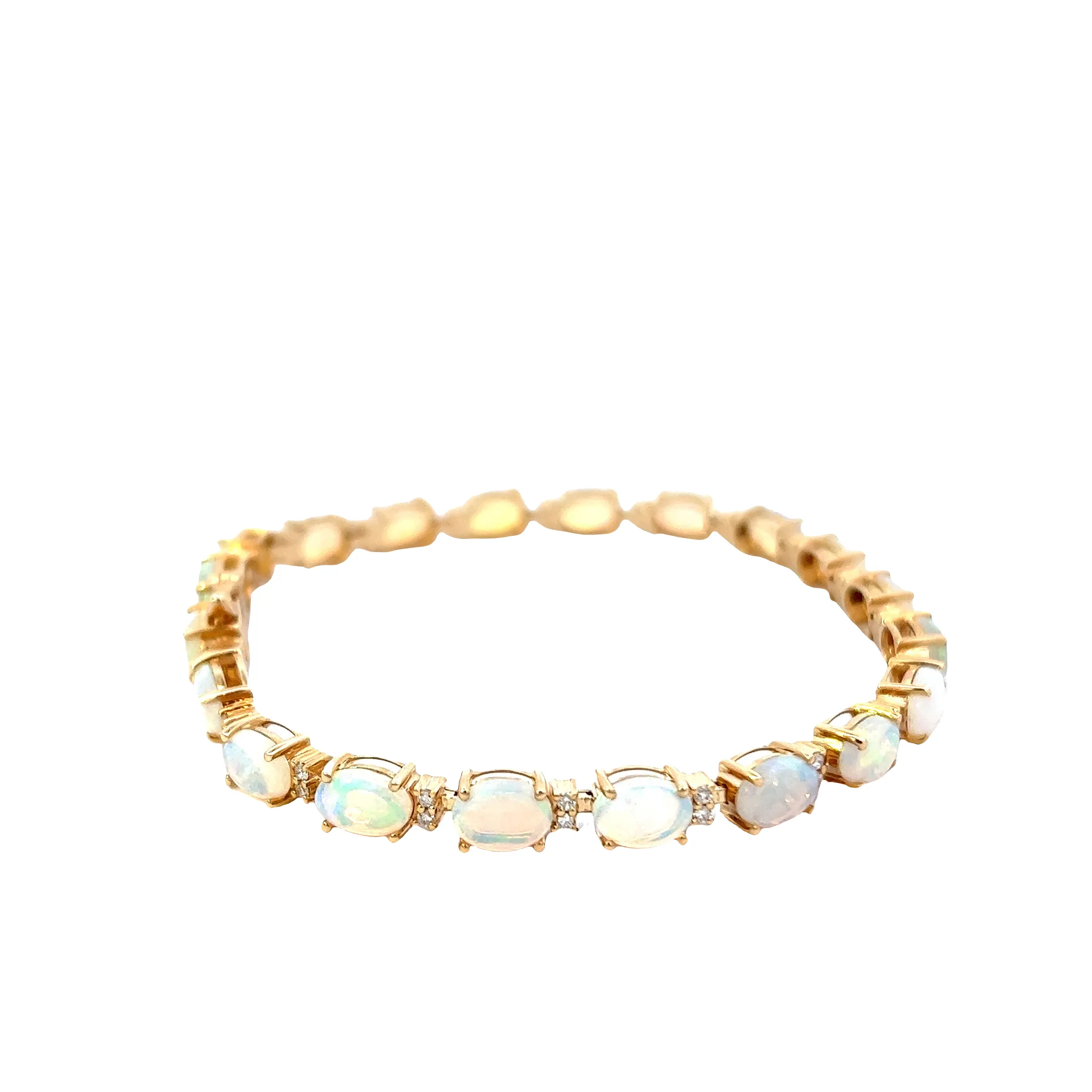 14KT Yellow Gold Opal And Diamond Bracelet