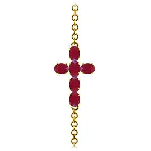 1.7 Carat 14K Solid Yellow Gold Horizontal Cross Ruby Bracelet