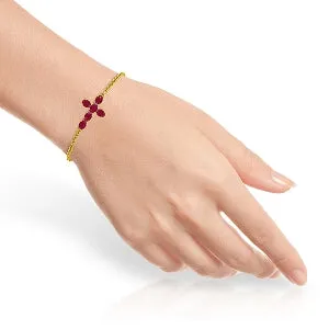 1.7 Carat 14K Solid Yellow Gold Horizontal Cross Ruby Bracelet