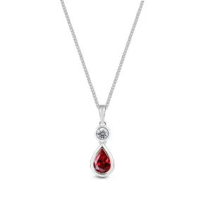 18ct White Gold Ruby & Diamond Teardrop Pendant