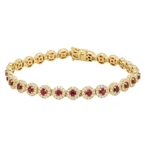 18ct Yellow Gold Ruby & Diamond Eclipse Bracelet