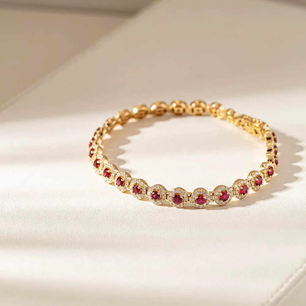 18ct Yellow Gold Ruby & Diamond Eclipse Bracelet