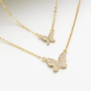 18K Gold-Filled Zircon Butterfly Necklace