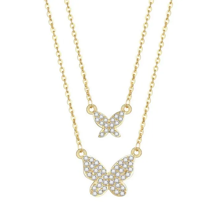 18K Gold-Filled Zircon Butterfly Necklace