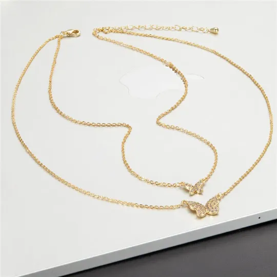 18K Gold-Filled Zircon Butterfly Necklace