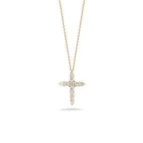 18K YELLOW GOLD TINY TREASURES DIAMOND TAPERED CROSS NECKLACE