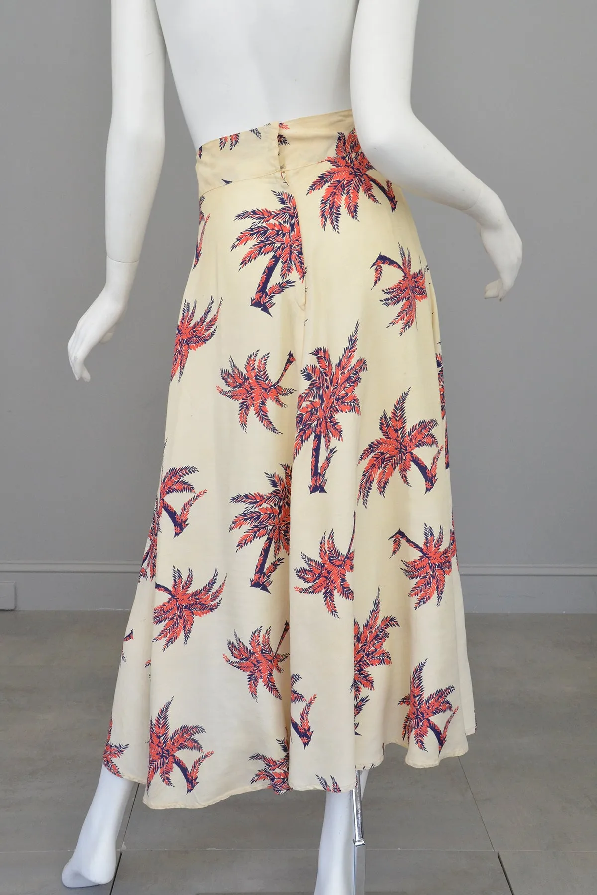 1940s Palm Tree Novelty Print Skirt - Needs cleaning   TLC