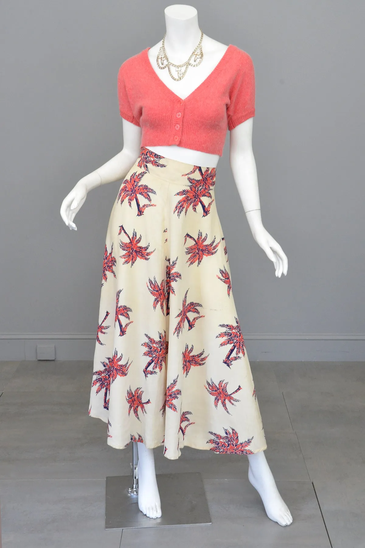 1940s Palm Tree Novelty Print Skirt - Needs cleaning   TLC