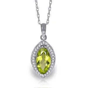 2.15 Carat 14K Solid White Gold I Hear You Peridot Diamond Necklace