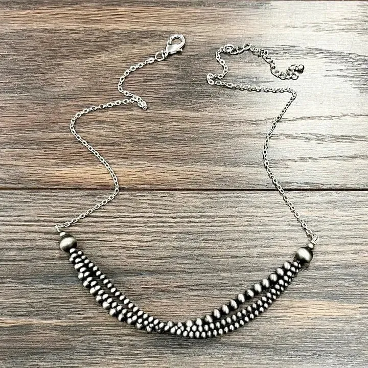 3-Strand Silver Pearl Chain Necklace