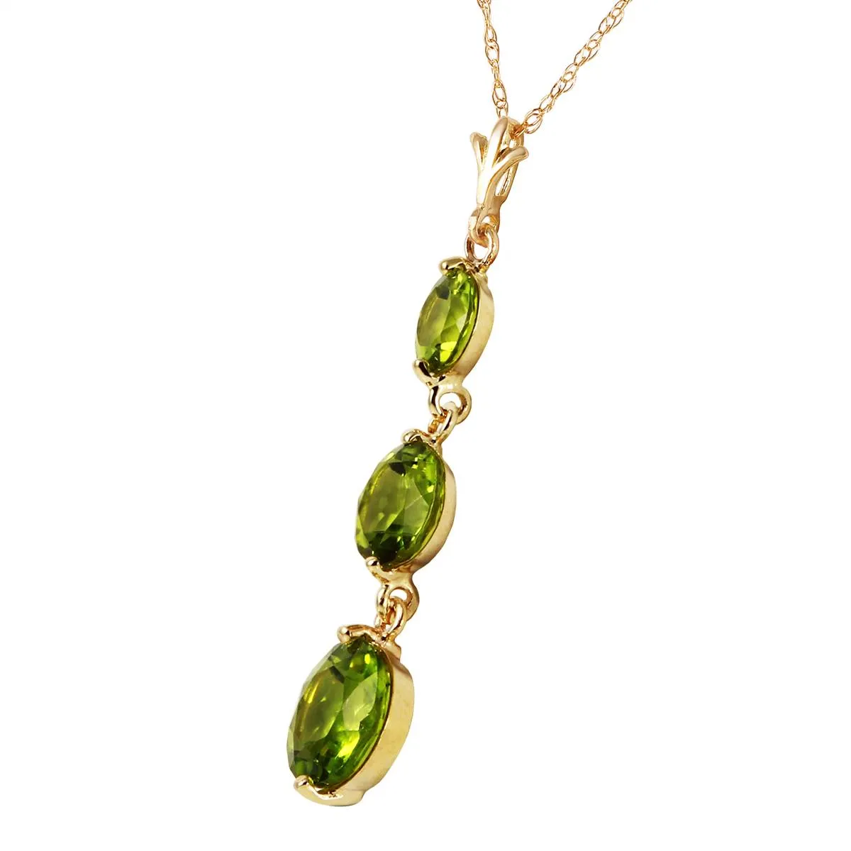 3.6 Carat 14K Solid Yellow Gold Necklace Natural Peridot