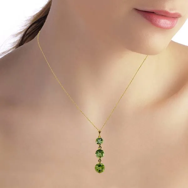 3.6 Carat 14K Solid Yellow Gold Necklace Natural Peridot