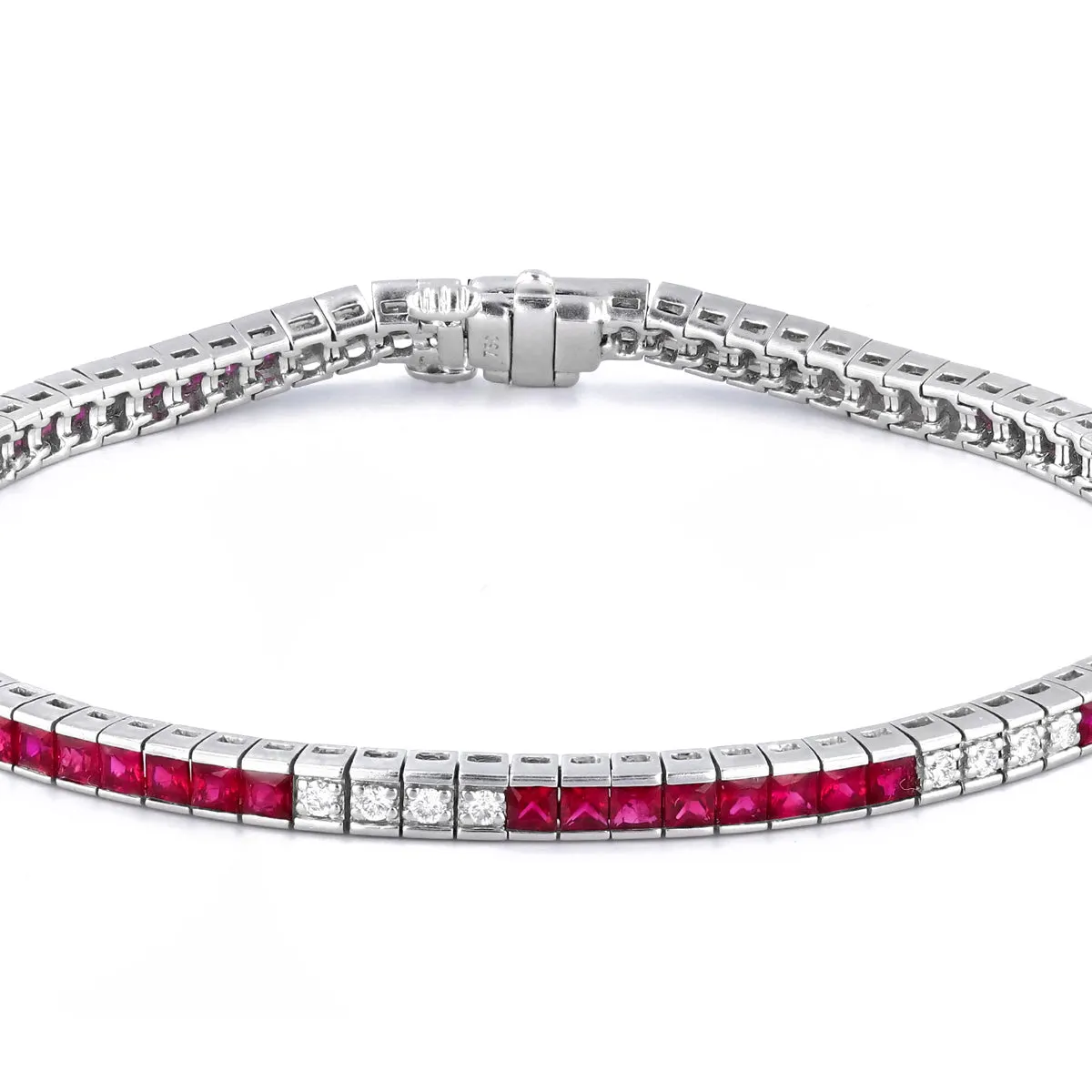 3.92ct Ruby and 0.36ct Diamond Tennis Bracelet | Pre-Loved | 18K White Gold