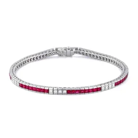 3.92ct Ruby and 0.36ct Diamond Tennis Bracelet | Pre-Loved | 18K White Gold