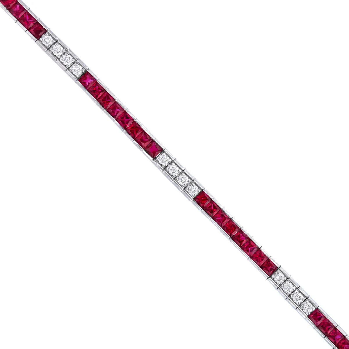 3.92ct Ruby and 0.36ct Diamond Tennis Bracelet | Pre-Loved | 18K White Gold