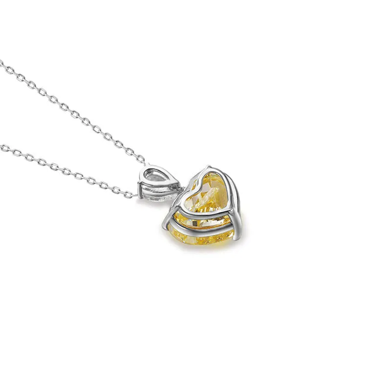 5.0 Carat Heart Shape Yellow Zircon Necklace