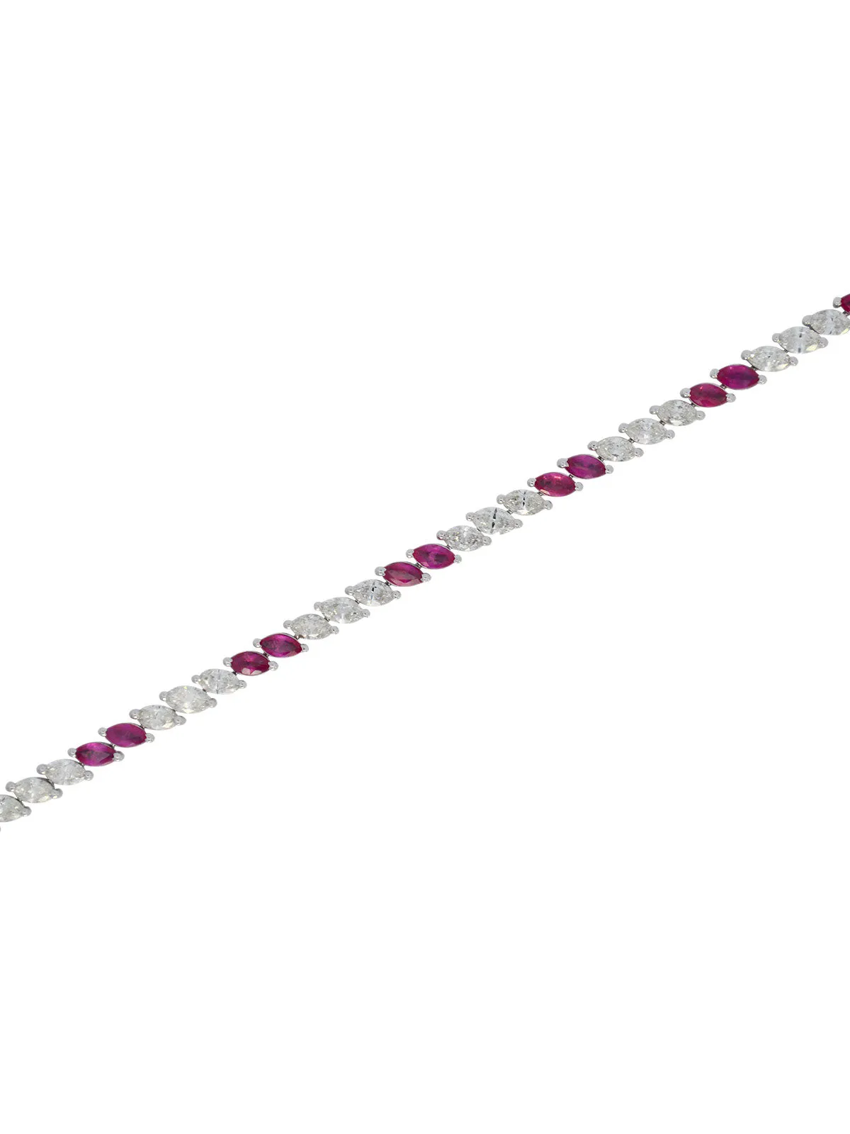 5.61ct Diamond Ruby 14K Gold Marquise Tennis Necklace