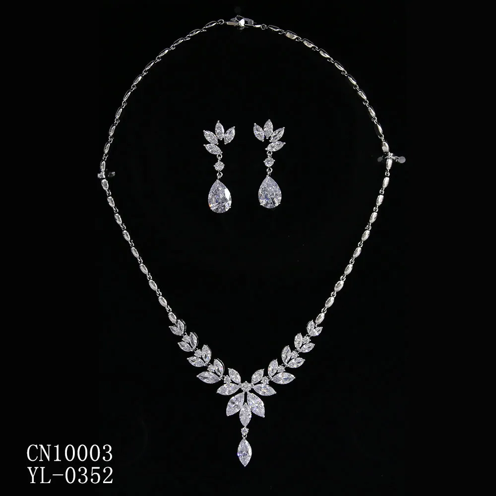 5A Cubic zirconia bride wedding necklace earring set CN10003