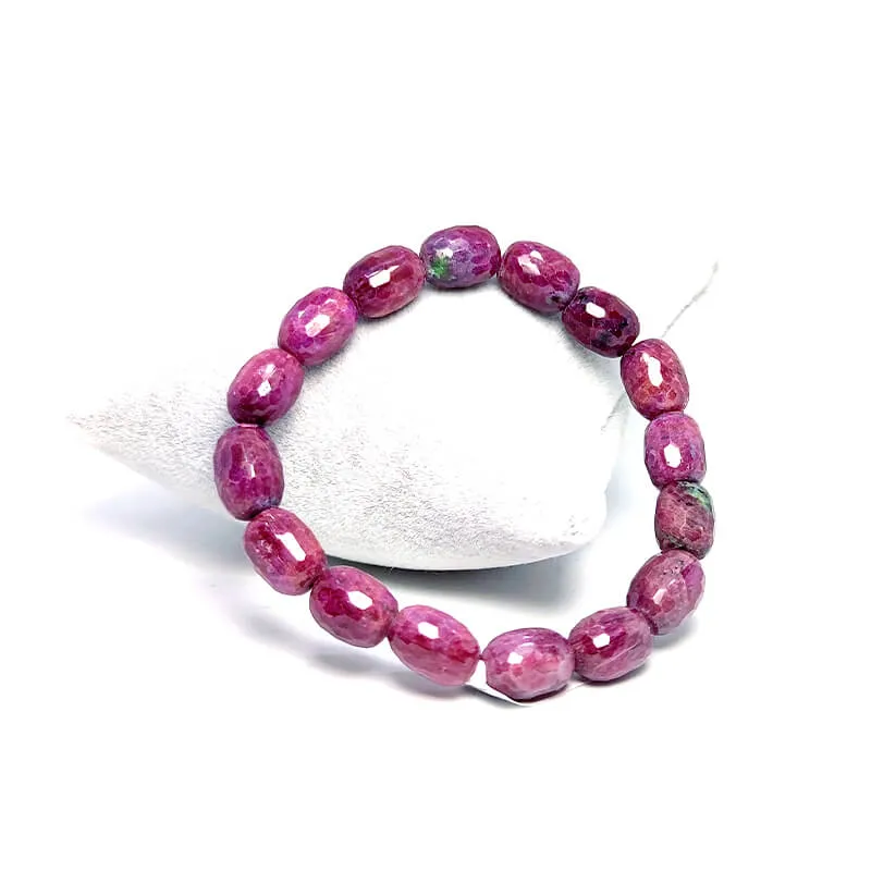 6A  Quality Ruby Gemstone Bracelet (Ruby Zoisite) (9-12mm) SCB-014