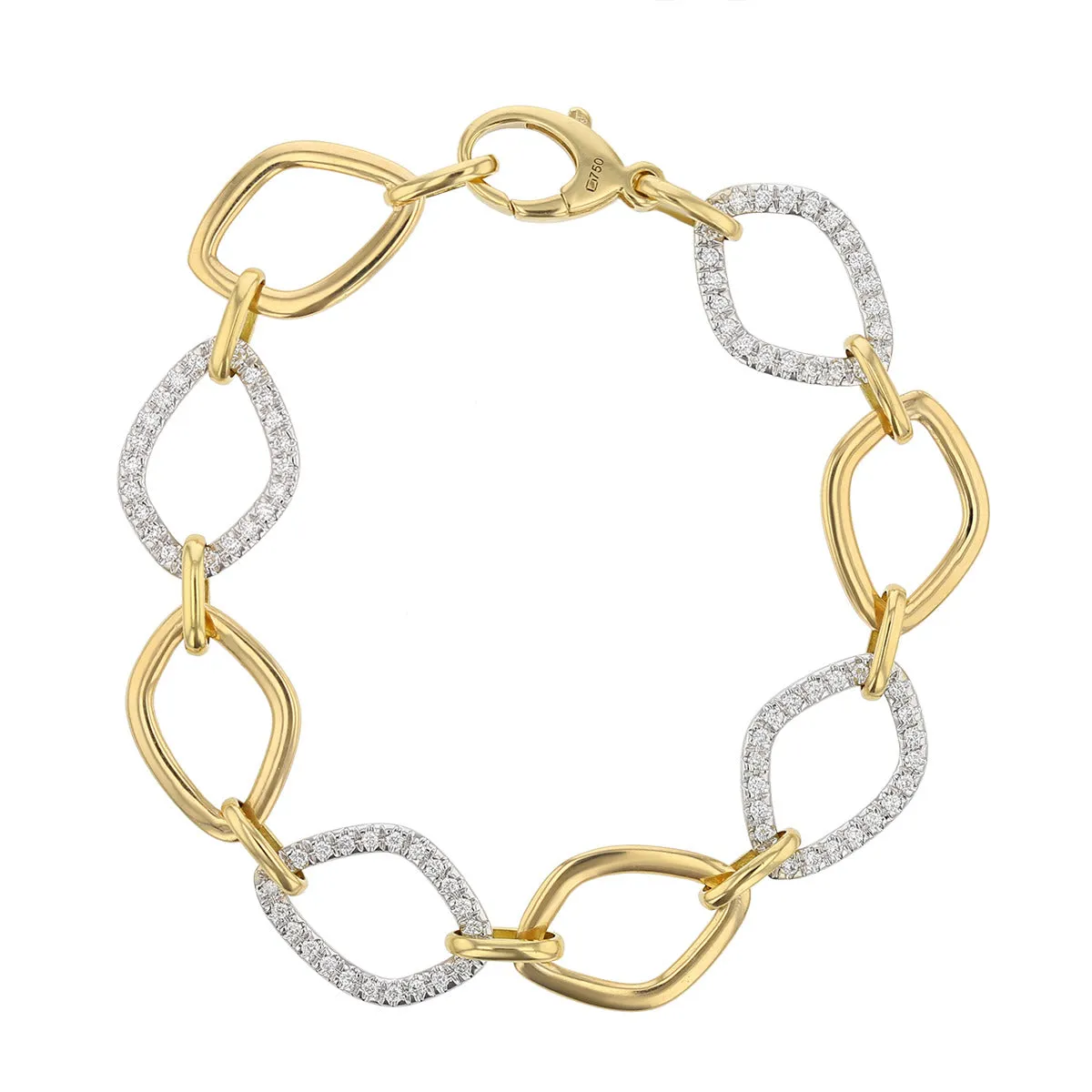 8-Inch 18K Yellow Gold Diamond Gallet Bracelet